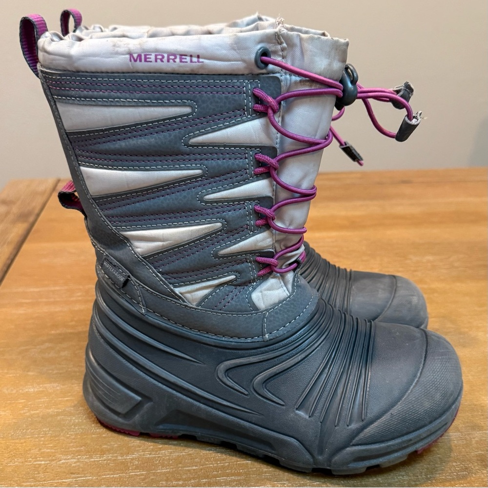 Merrell Kids Quest Lite‎ 3.0 Jr Waterproof Winter Snow Boots Gray/Pink Sz 2